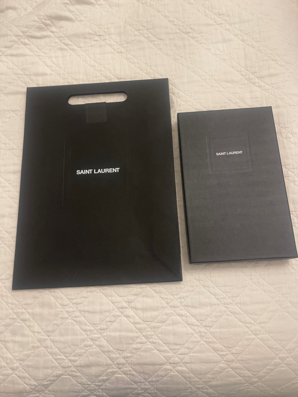 Saint Laurent Black Paper Bag and Box Duo